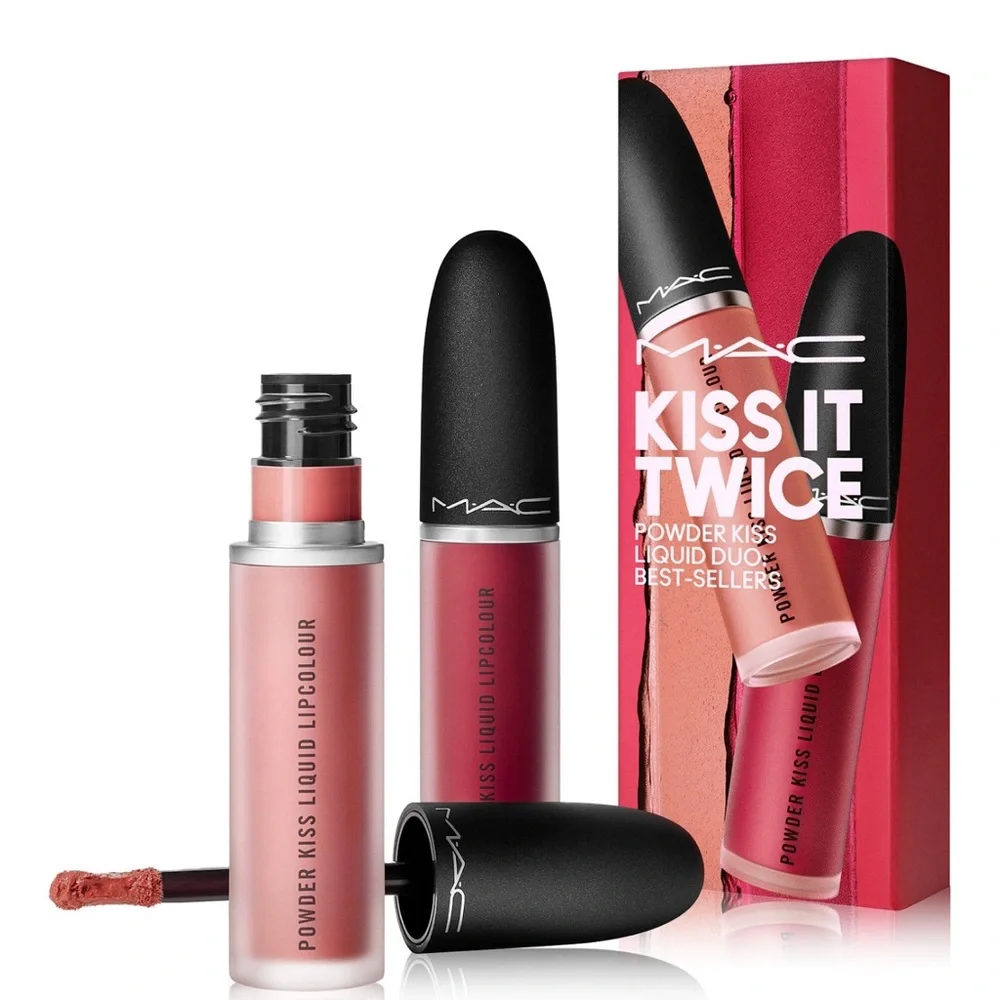 NEW! MAC Kiss It Twice Powder Liquid Lipstick Duo Set
